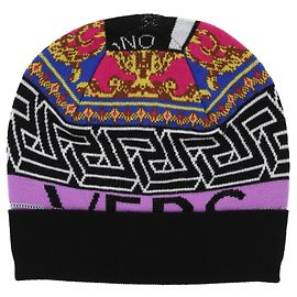 Versace Intarsien-Strickmütze Schwarz