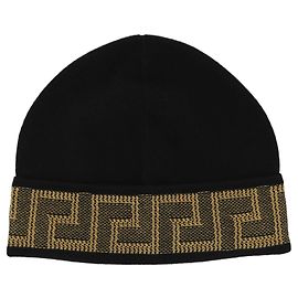 Versace Greca-Print Beanie Black