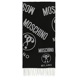 Moschino-Moschino Wool Logo Scarf-Black