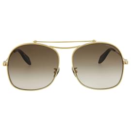 Alexander Mcqueen-Alexander McQueen Aviator Sunglasses-Golden,Metallic