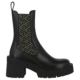 Versace La Greca Platform Boots Black