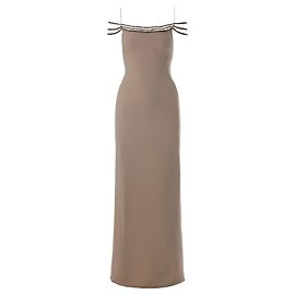 Stella Mc Cartney Stella McCartney Ayla Embellished Crépe Dress Brown