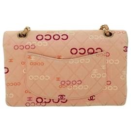 Chanel-CHANEL Matelasse COCO icon Chain Shoulder Bag Canvas Pink CC Auth 35290a-Pink