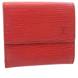 Louis Vuitton-LOUIS VUITTON Porte Monnaie Billets Cartes Crdit Wallet Red M63487 LV Auth 34670-Red