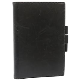 Hermès-HERMES Day Planner Cover Leather Black Auth 34699-Black