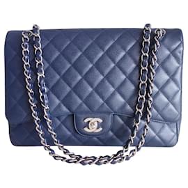 Chanel-sac Chanel Classique Maxi-Bleu