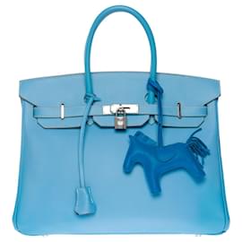 Hermès-Exceptional & Rare Hermes Birkin 35 limited edition Candy Collection in Celestial Blue Epsom leather with Mykonos blue leather interior-Blue