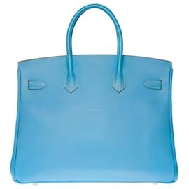 Hermès-Exceptional & Rare Hermes Birkin 35 limited edition Candy Collection in Celestial Blue Epsom leather with Mykonos blue leather interior-Blue