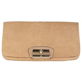 Coach Schlangenhaut-Clutch Beige