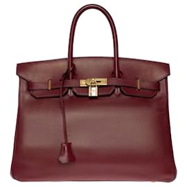 Hermès-Stunning Hermes Birkin handbag 35 in Red H Epsom leather (Bordeaux)-Red