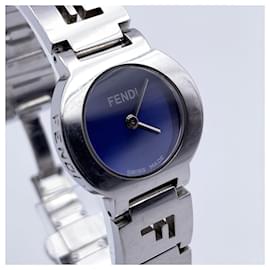 Fendi-acier inoxydable 3050 L montre-bracelet à quartz pour femme cadran bleu-Argenté