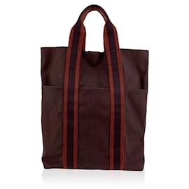 Hermès-Hermes Paris Vintage Brown Red Fourre Tout Vertical Shopping Bag Tote-Brown