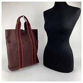 Hermès-Hermes Paris Vintage Brown Red Fourre Tout Vertical Shopping Bag Tote-Brown