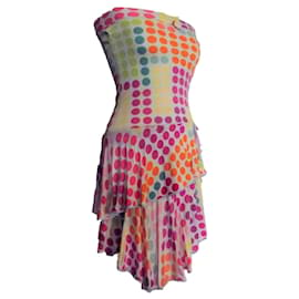 Christian Lacroix-LACROIX   ROBE  DRESS BUSTIER DOTTIES BOUTONS  T S OU T 36/38-Multicolore