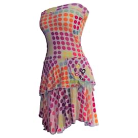 Christian Lacroix-LACROIX DRESS DRESS BUSTIER DOTTIES BUTTONS T S OR T 36/38-Multiple colors