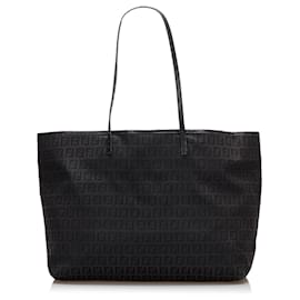 Fendi-Fendi Brown Zucchino Roll Tote-Brown,Dark brown