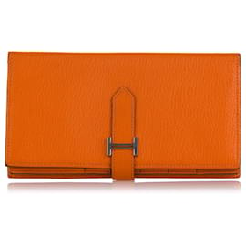 Hermès-Hermes Orange Bearn Wallet-Orange