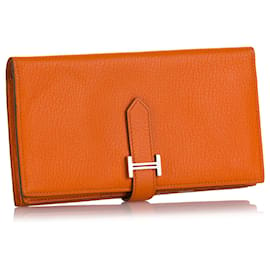 Hermès-Hermes Orange Bearn Wallet-Orange