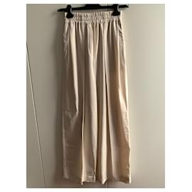 Brunello Cucinelli-Pantalone panna in lana panna-Crudo