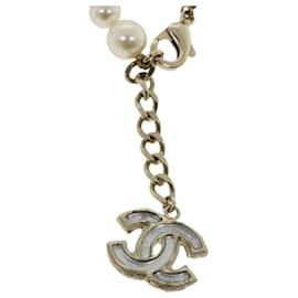 Chanel-CHANEL Pearl Bracelet metal White CC Auth yk5644-White