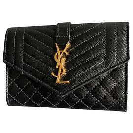 Saint Laurent Monogramme black grained leather wallet Black