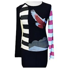 Autre Marque-SMASH TOP PULLOVER TWO EAGLES BAYADERE BIFACE TL 38 / 40-Multiple colors