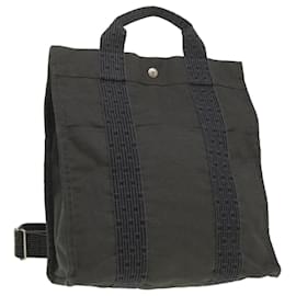 Hermès-HERMES Her Line A Dos Backpack Canvas Gray Auth ki2628-Grey