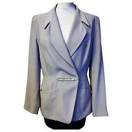 Thierry Mugler MUGLER JACKET SOFT CREPE CROSSOVER GRAPHIC SIGNED T 38/40 Beige