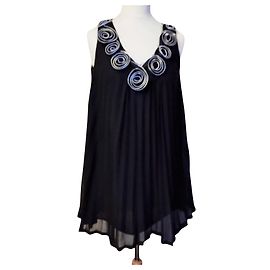 Yumi Kim YUMI TUNIKAKLEID KLEID RELIEF ROSETTEN Plissierte RÜCKENVERSCHLÜSSE S M/L ODER S 42 Schwarz