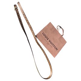 Louis Vuitton Monogram Leather Belt Golden Golden Dark brown