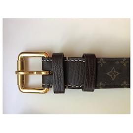Louis Vuitton-Belts-Dark brown,Gold hardware