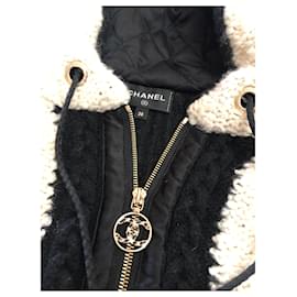 Chanel-Jacket with zip and hood-Black,White