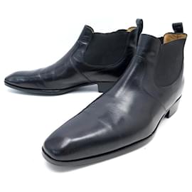 JM Weston-JM WESTON BOOTS 457 INFORMAL 8.5D 42.5 BLACK LEATHER LOW BOOTS-Black