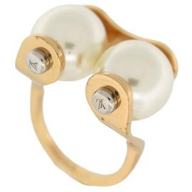 LOUIS VUITTON LV SPEEDY PEARLS M-RING68070 T56 GOLDENER RING AUS MESSING & PERLEN Golden
