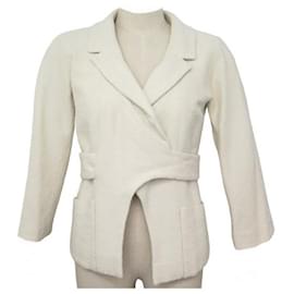 Chanel-CHANEL lined-BREASTED JACKET S42899V31302 40 M IN TWEED WITH CC JACKET BROOCH-Cream