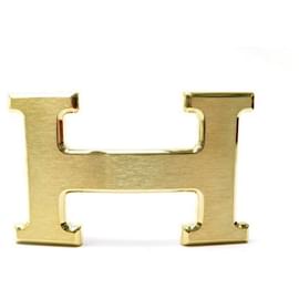 Hermès-NEW HERMES H BELT BUCKLE 32 MM GOLD METAL BRUSHED GOLDEN BUCKLE BELT-Golden