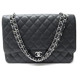 Chanel-HANDBAG CHANEL CLASSIC TIMELESS MAXI JUMBO CAVIAR QUILTED BLACK BAG-Black