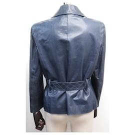 Chanel-CHANEL KNOTTED JACKET IN NAVY BLUE LEATHER S28185W03726 LEATHER KNOTTED JACKET-Navy blue