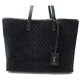 Saint Laurent-BOLSA CABAS SAINT LAURENT SACO DE COMPRAS 636238 BOLSA DE MONOGRAMA DE CAMURÇA-Preto