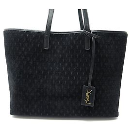 HANDTASCHE CABAS SAINT LAURENT EINKAUFSTASCHE 636238 WILDLEDER-MONOGRAMM-HANDTASCHE Schwarz
