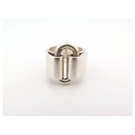 Hermès-HERMES ATTACHMENT T RING51 in Sterling Silver 15.7GR SILVER STERLING RING-Silvery