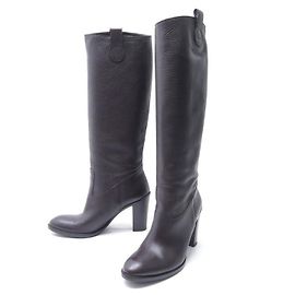 BOTAS GUCCI CELARIUS SUAVES DE PIEL DE BECERRO 317032 40.5 Botas de cuero granulado marrón Castaño