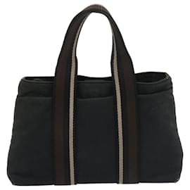 Hermès-HERMES Toroca Horizontal PM Hand Bag Canvas Black Auth tb407-Black
