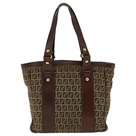 Fendi-FENDI Zucchino Canvas Tote Bag Beige Auth rd4259-Beige