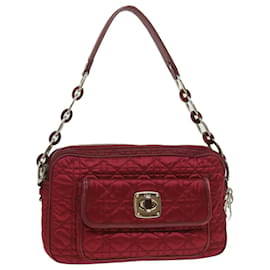Christian Dior-Christian Dior Lady Dior Canage Sac à bandoulière Nylon sortie Rouge Auth bs3570-Rouge