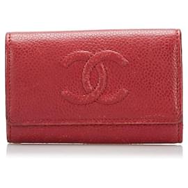 Chanel-Chanel CC Caviar 6 Porte-clés-Rouge