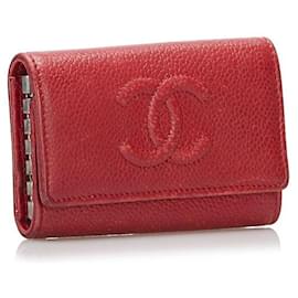 Chanel-Chanel CC Caviar 6 Key Holder-Red