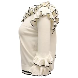 Maje-Maje Moreno Tiered Ruffle Knit Top in Cream Polyester-White,Cream