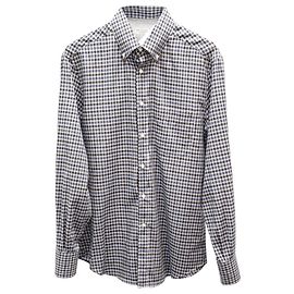 Brunello Cucinelli Camicia Vichy Manica Lunga in Cotone Multicolor Altro