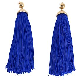 Brincos Emilio Pucci com Tassel em Viscose Azul Azul